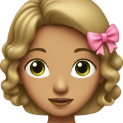 tan girl with blowout hair and green eyes and pink bow sticker