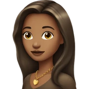 Brunette girl with long hair wearing gold heart necklace  sticker