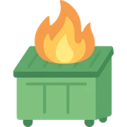 a dumpster fire, flat color vector style sticker