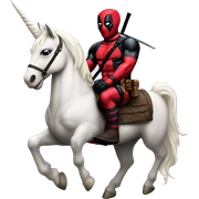 deadpool on unicorn sticker