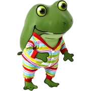 Frog with pajamas on sticker