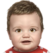 curious boy in red shirt sticker