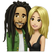 bob marley with katty perry sticker