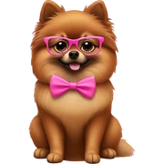 brown Pomeranian with pink glasses sticker