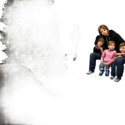 girl with boys indoors sticker