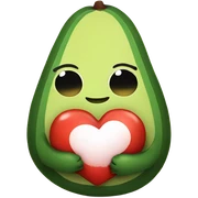 A cute avocado hugging a heart sticker