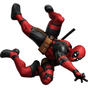 Deadpool doing a backflip sticker