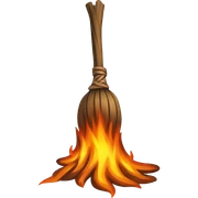 burning broomstick sticker