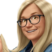 smiling blonde girl with glasses sticker
