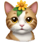 Cat with flower sticker
