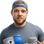 smiling man with coffee cup sticker