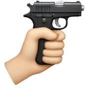 white hand holding toy pistol sticker
