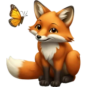 Fox and butterfly sticker