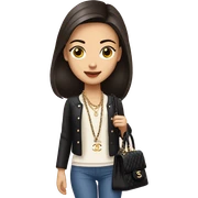 Brunette Chanel Asian Girl with Birkin bag and Chanel necklace sticker