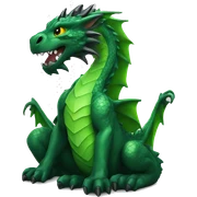 Green dragon with obsidian crystal sticker