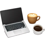 Laptop and coffee sticker