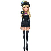 girl in black dress with flowers sticker