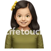 smiling girl with yellow bow sticker