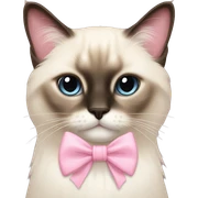 Long haired Siamese cat with pastel pink bow sticker