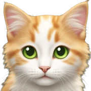 Fluffy Light Orange and white kitten with green eyes sticker