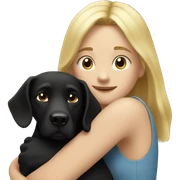 Blonde Girl hugs black dog sticker