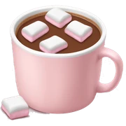 Light Pink mug of hot chocolate with marshmallows  sticker
