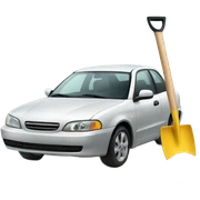 Car and shovel sticker