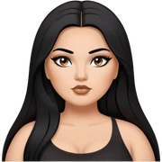 plus size, long straight hair, baddie,pretty, makeup, black eyeliner, long hair sticker