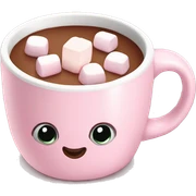 Light Pink mug of hot chocolate with marshmallows  sticker