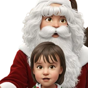 santa and girl under mistletoe sticker