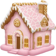 light pink and gold and white gingerbread house sticker
