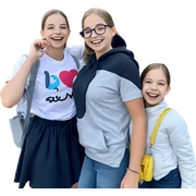 smiling girl among friends outdoors sticker