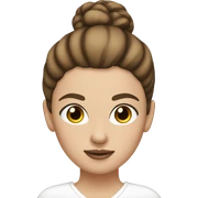 White girl with brown hair in high bun with middle part and white eye patches sticker