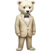 A full-length white bear cub in a beige suit and beige bow tie sticker