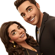 smiling couple with jewelry sticker