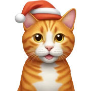 A orange cat wearing a Santa hat sticker