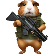 Guinea pig with machine gun sticker