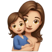 Brown hair Girl with baby sticker