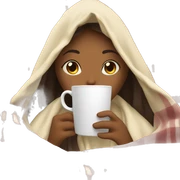 girl inside a blanket sipping coffee eyes closed sticker