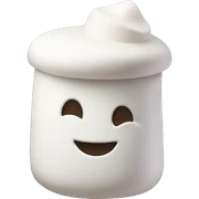 marshmallow on a hill with a hat sticker