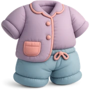 cute cushion style illustration of pajamas, soft and plush, pastel colors sticker