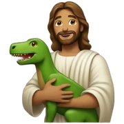 jesus holding a dinosaur sticker