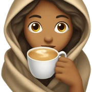 girl inside a blanket sipping coffee eyes closed sticker