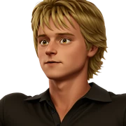 blonde boy portrait with focus sticker