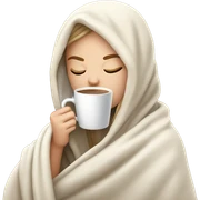 White girl inside a blanket sipping coffee eyes closed sticker
