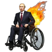 Furious vladimir putin wheelchair jumping in fire sticker