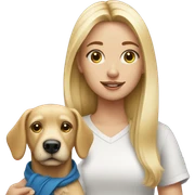 blonde girl with a dog sticker