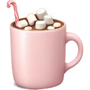 Light Pink mug of hot chocolate with marshmallows  sticker