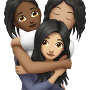Lesbian with long black hair and white skin hugging her girlfriend from behind sticker