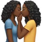 black lesbian couple with long hair kissing in love sticker